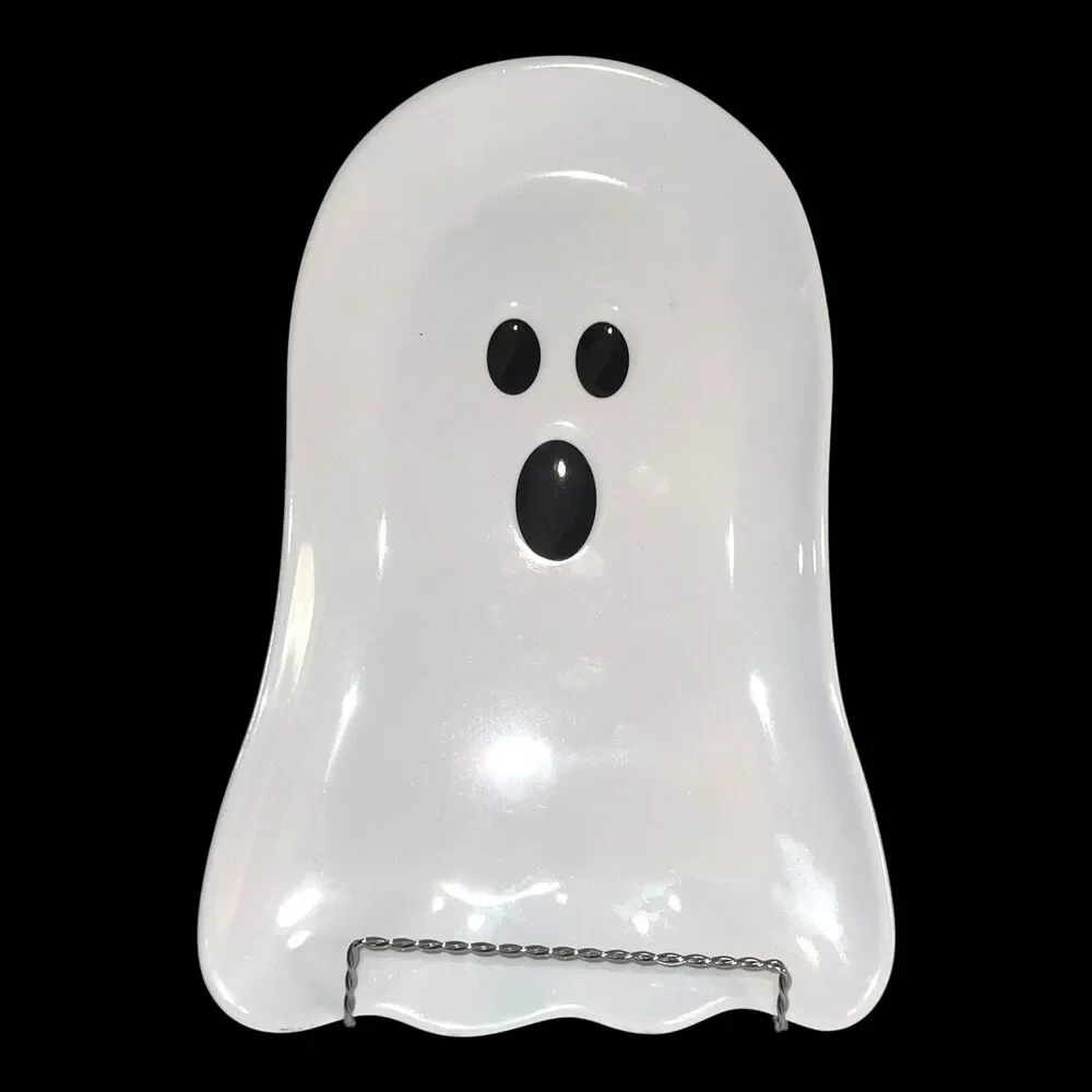 Goblin And Ghoul Halloween Ghost Shaped Melamine  Serving Tray Platter Large NEW